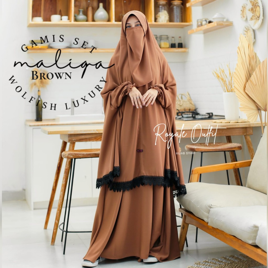 RS ~ MALIQA SET SYARI PREMIUM ORI BY ROYALE OUTFIT * GAMIS SYARI JUMBO LD 100 105 110 120 130 * GAMI