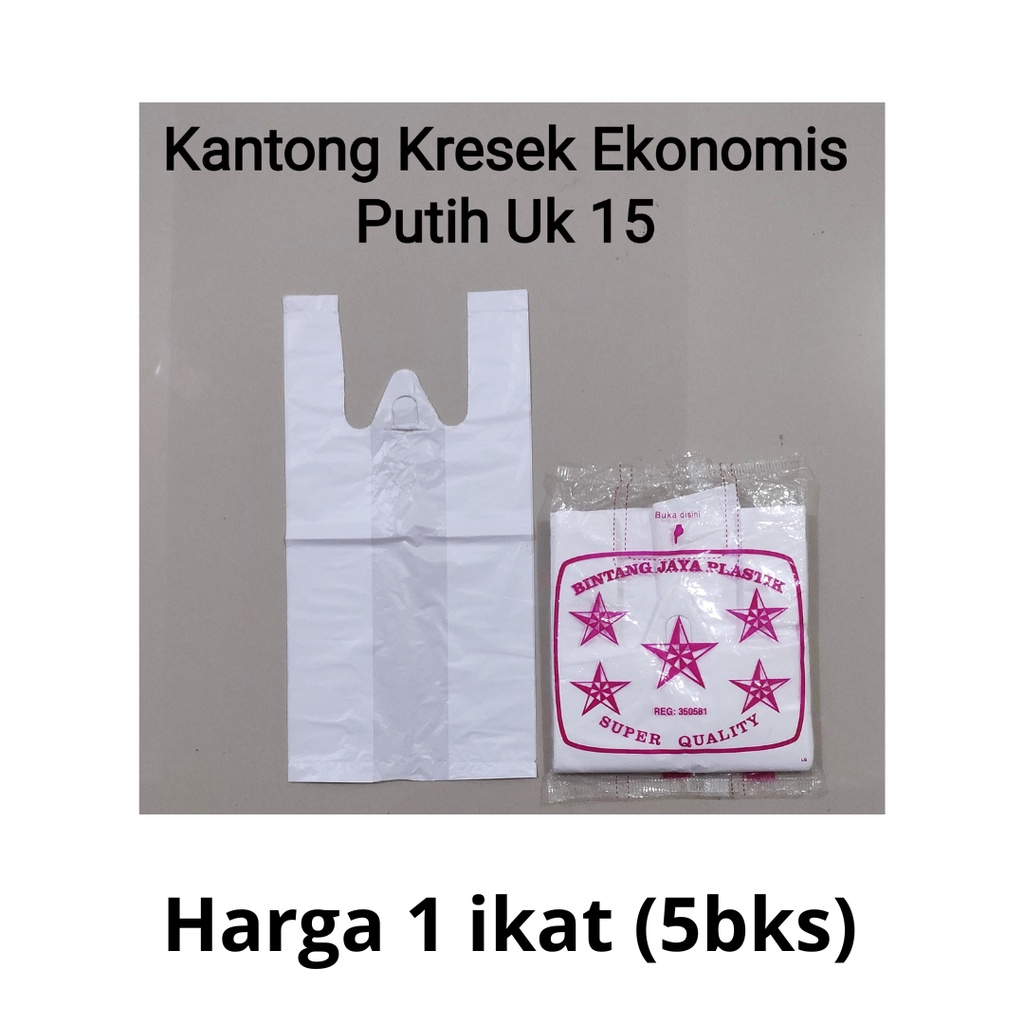 Eko Putih Uk 15 (10bks) | Kantong Plastik, kantong Kresek putih tipis