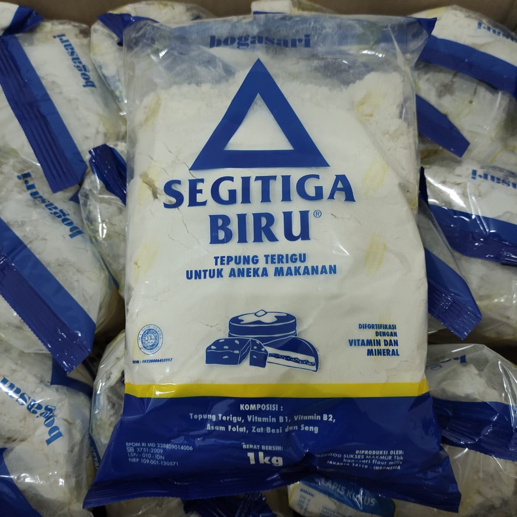 

SEGITIGA BIRU Tepung Terigu Kemasan 1Kg Bogasari Protein Sedang