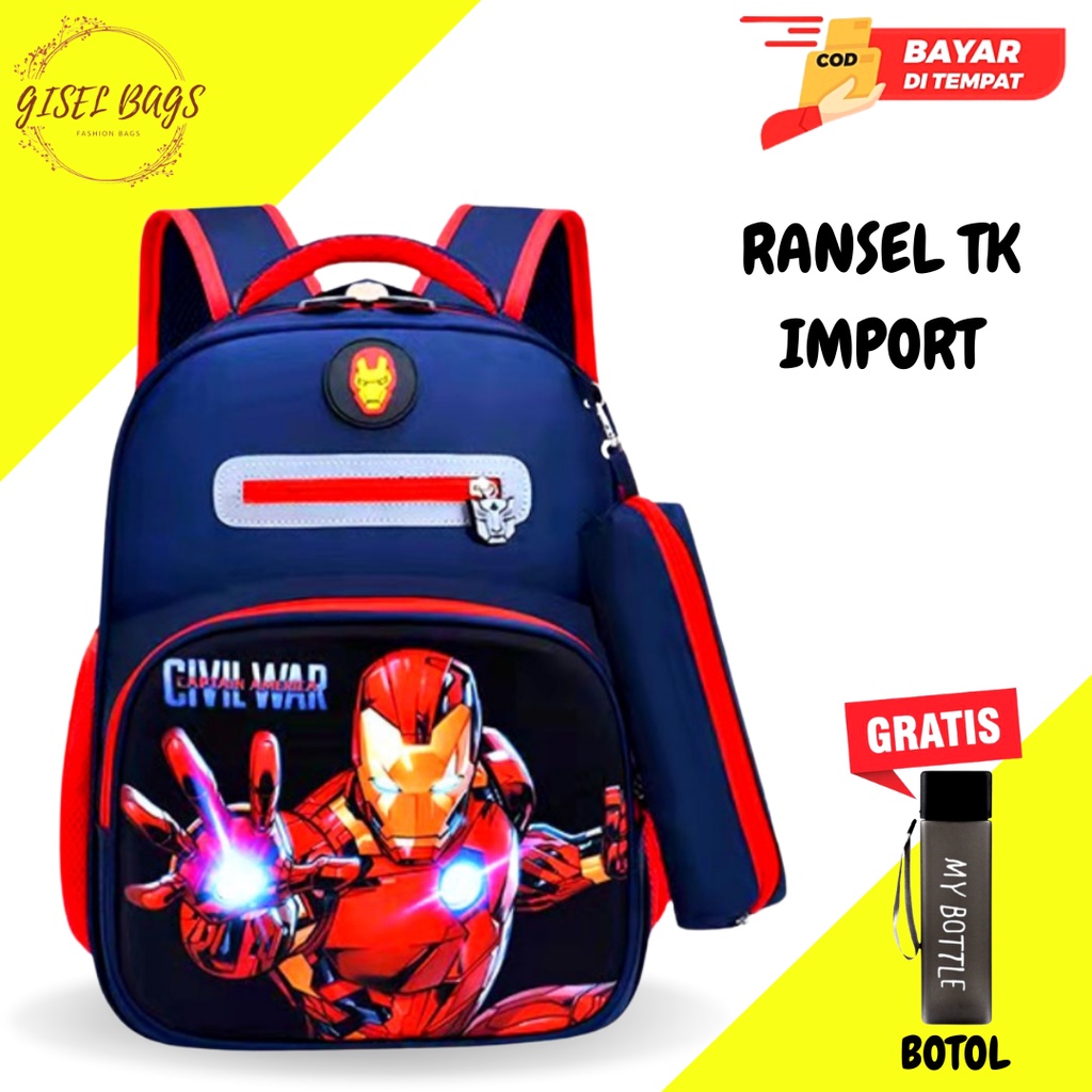 Ransel anak laki laki sekolah tk gambar karakter superhero import