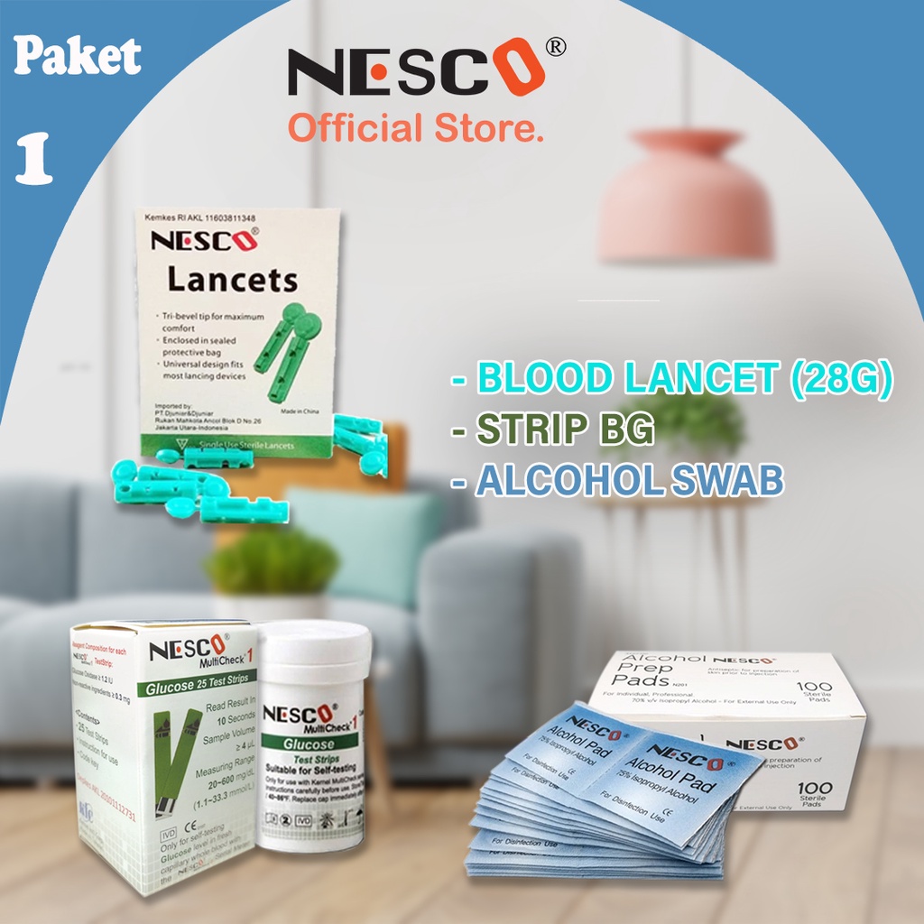 PAKET 1A (BLOOD LANCET + ALCOHOL SWAB + STRIP GULA DARAH)