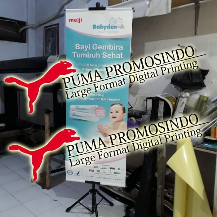 

Tinta Stempel - Plastik Wraping - Baterai Alkaline Tripod Banner Stand / Tripod Poster Stand Produk