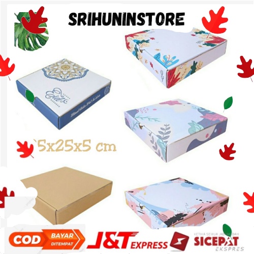 

Srihuninstore - (5pcs) Box Hampers Kardus Dus Toples Kue Hadiah Idul Fitri Lebaran Bahan B Flute Paper Kraft Size 25x25x5 Cm
