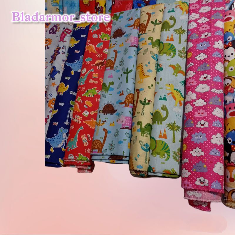 Bahan Kain Sprei Katun Polymicro Micro Disperse Meteran Motif Karakter