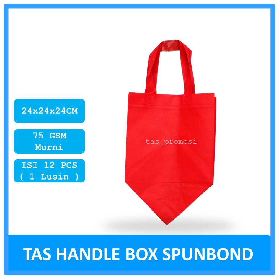 Goodie Bag Spunbond Box 24x24x24 Merah Satuan / Tas Spunbond Polos