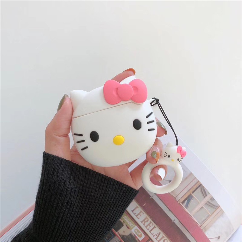 3d Kartun Lucu Hello Kitty AirPods Pro3 AirPods Pro Anti Jatuh Silikon Lembut Pro 3Case Headset Perlindungan Cover