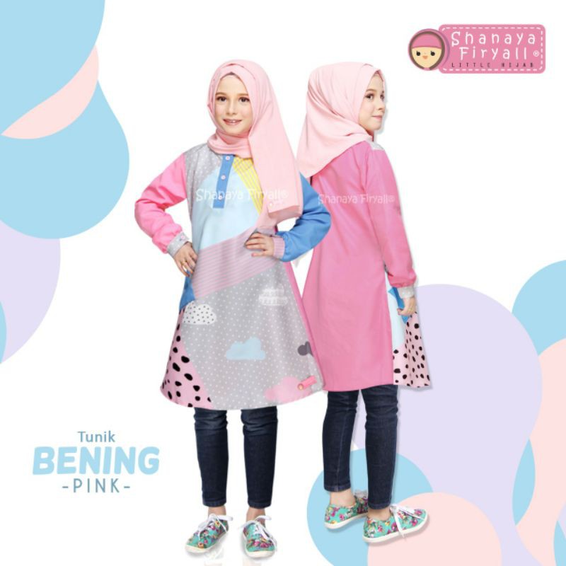TUNIK BENING KIDS / Nuhijab/ shanaya Firyall / Original Produk/ Atasan anak / Baju anak