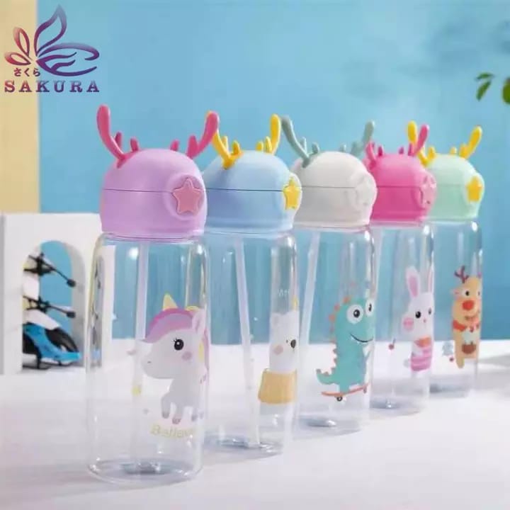 Botol Minum Anak 700ML Motif  Tanduk Rusa/Botol minum karakter/Botol minum anak lucu (BISA COD)