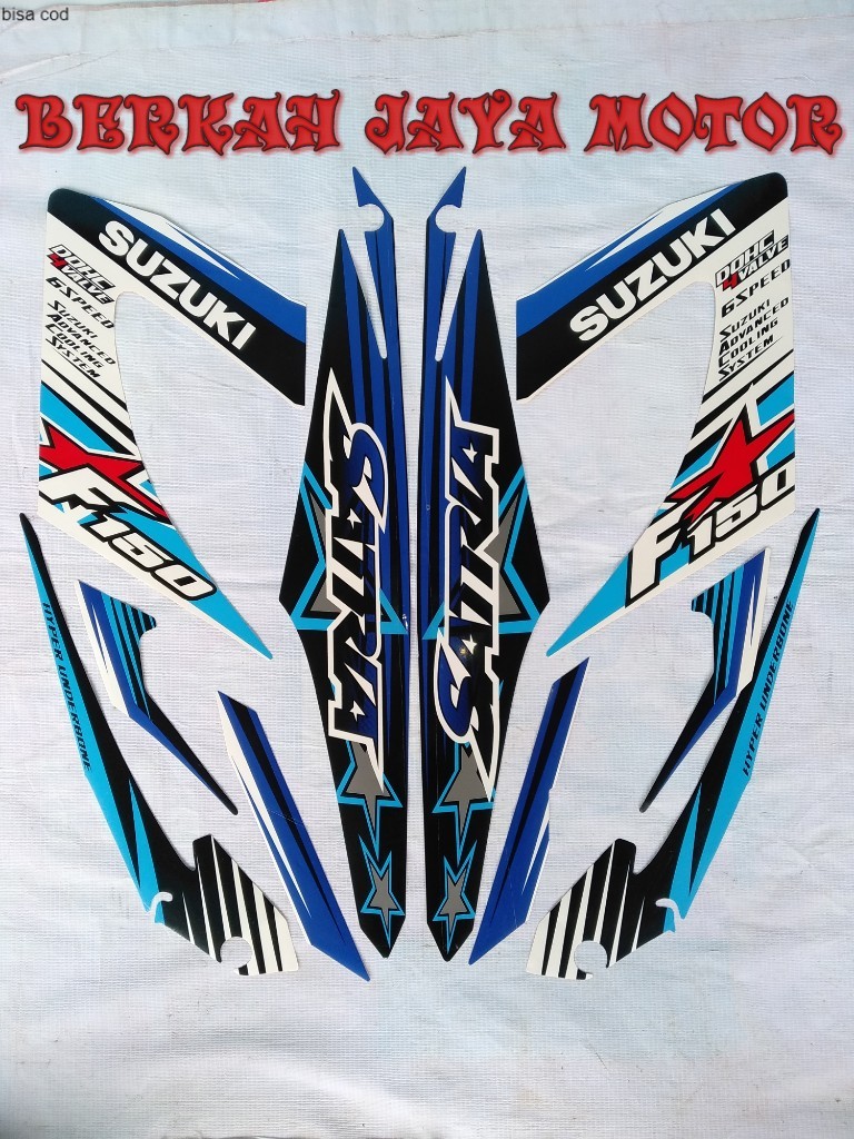 TERMURAH STICKER STRIPING SUZUKI SATRIA FU 150 2014 BINTANG FULL HITAM PUTIH