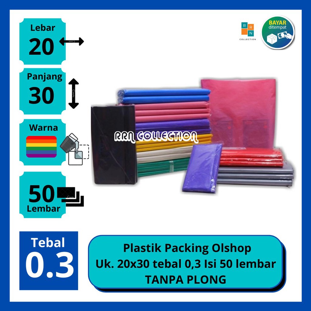 PLASTIK PACKING UK. 20x30 tebal 0,3 mikron isi 50/plastik packing olshop/plastik packing baju