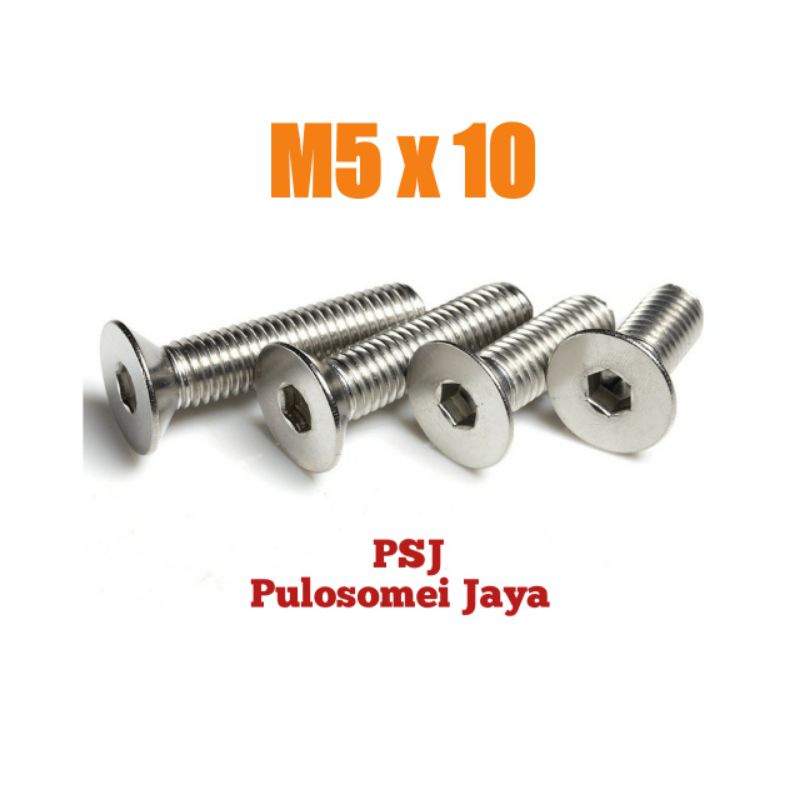 Baut JF L Stainless / Verseng M5 x 10 Stainless 304