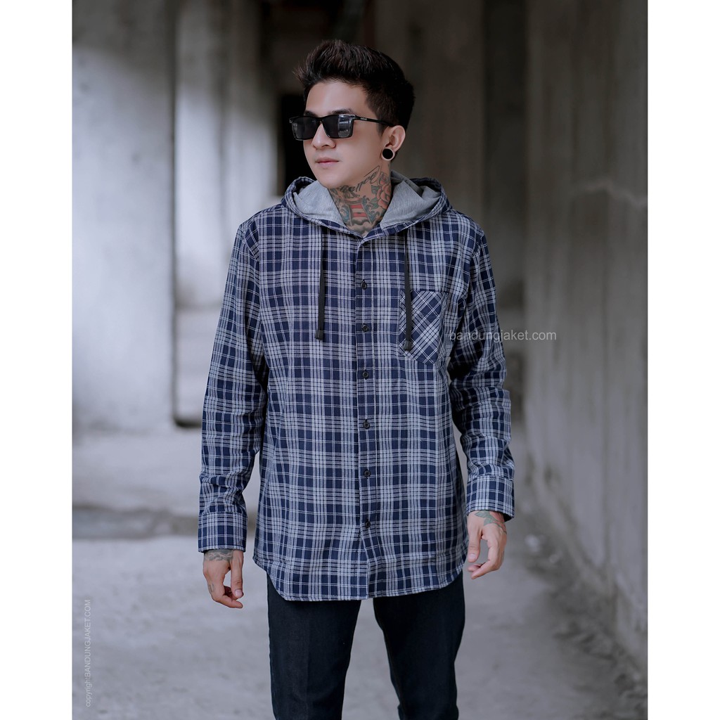 KEMEJA PLANEL HOODIE 2IN 1 // KEMEJA PLANEL HOODIE DOBEL KAOS LENGAN PANJANG