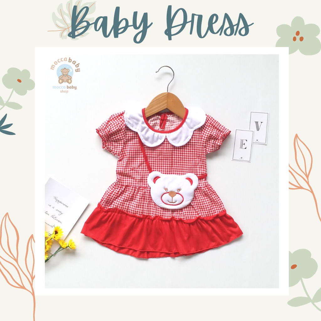 MBSS - QIU2 OH MY BEAR Dress Bayi Motif Animal Lucu (0-9 bulan) Baju Bayi Perempuan