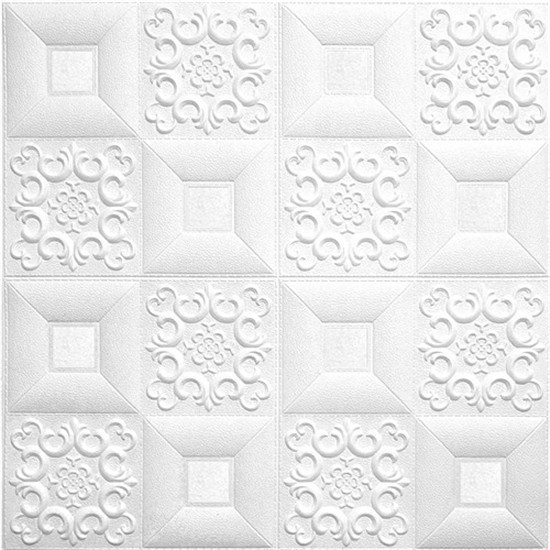 Wallpaper Dinding 3D Foam Bata Putih Sticker Premium TERMURAH | Walpaper Brick Stiker-Batik