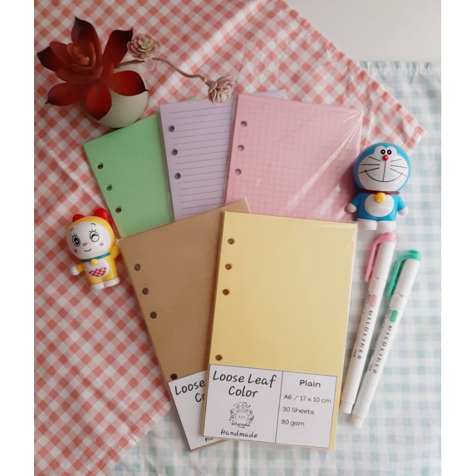 

ISI BINDER | KERTAS BINDER | LOOSE LEAF WARNA A6 (6 HOLE)