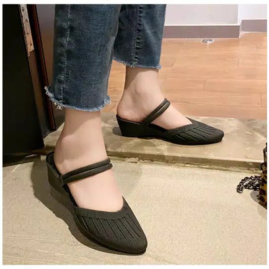 (COD) Sandal Santai Wedges Tali Jelly Wanita Porto BAT