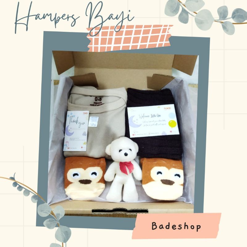 hampers baju bayi Unisex / kado bayi  / kado sepatu bayi / parsel murah /hampers baby/ kado baby / hampers bayi / hampers new born / kado lahiran / hampers lahiran / hampers / kado-Hemat Coklat