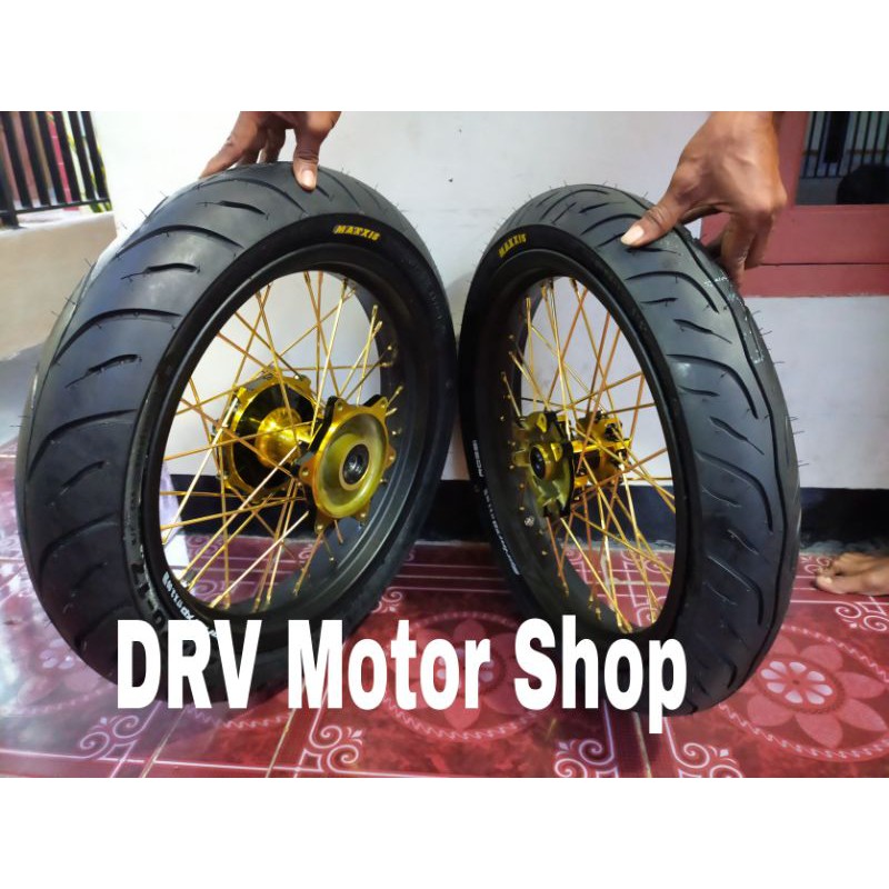 Sepaket Velg Super Moto  CRF 150L Velg 250-300 Tromol ORI Ban Maxxis Ring 17