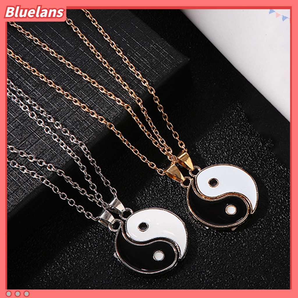 2pcs Kalung Pasangan Desain Tai Chi Gaya Tradisional Untuk Hadiah