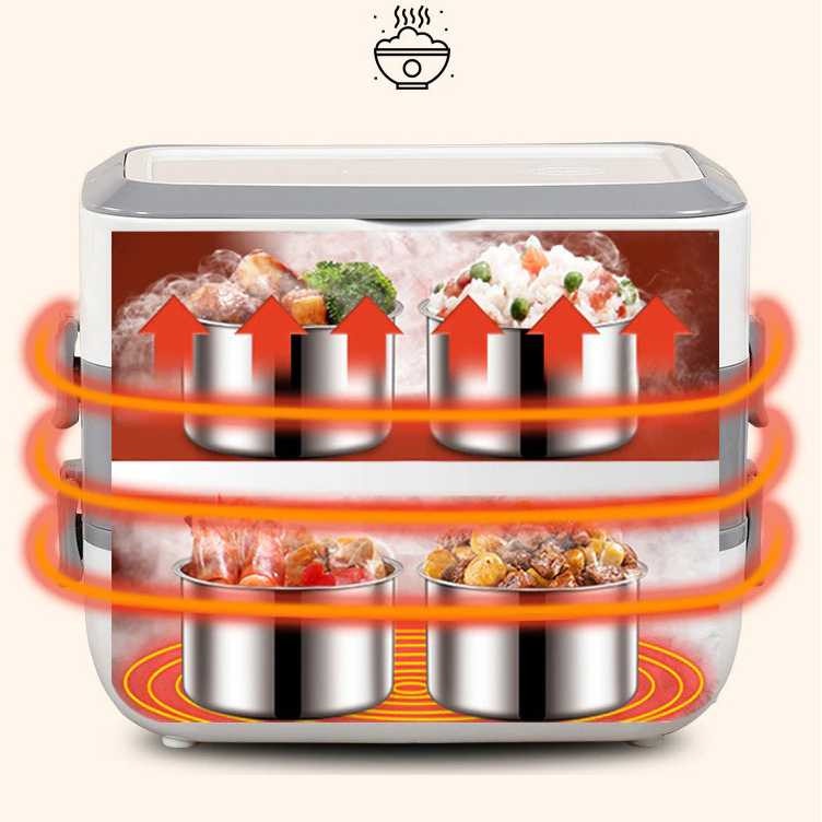 Kotak Makan 1.2 Liter Pemanas Elektrik Bento Box 1 Layer BPA Free 200W