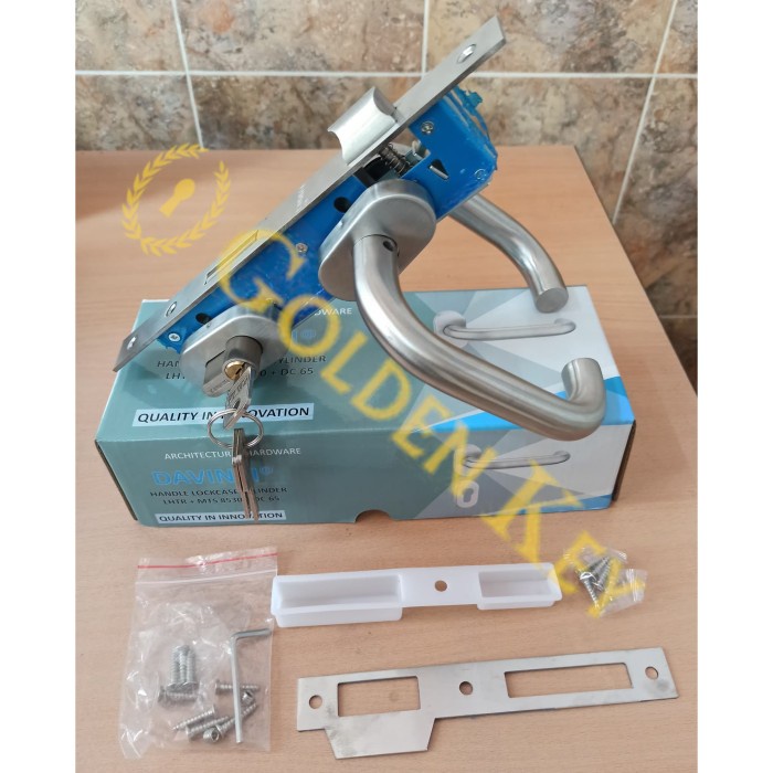 Kunci Pintu - Paket Set Handle Pintu Aluminium Body Mortise Lockcase Kunci Cylinder