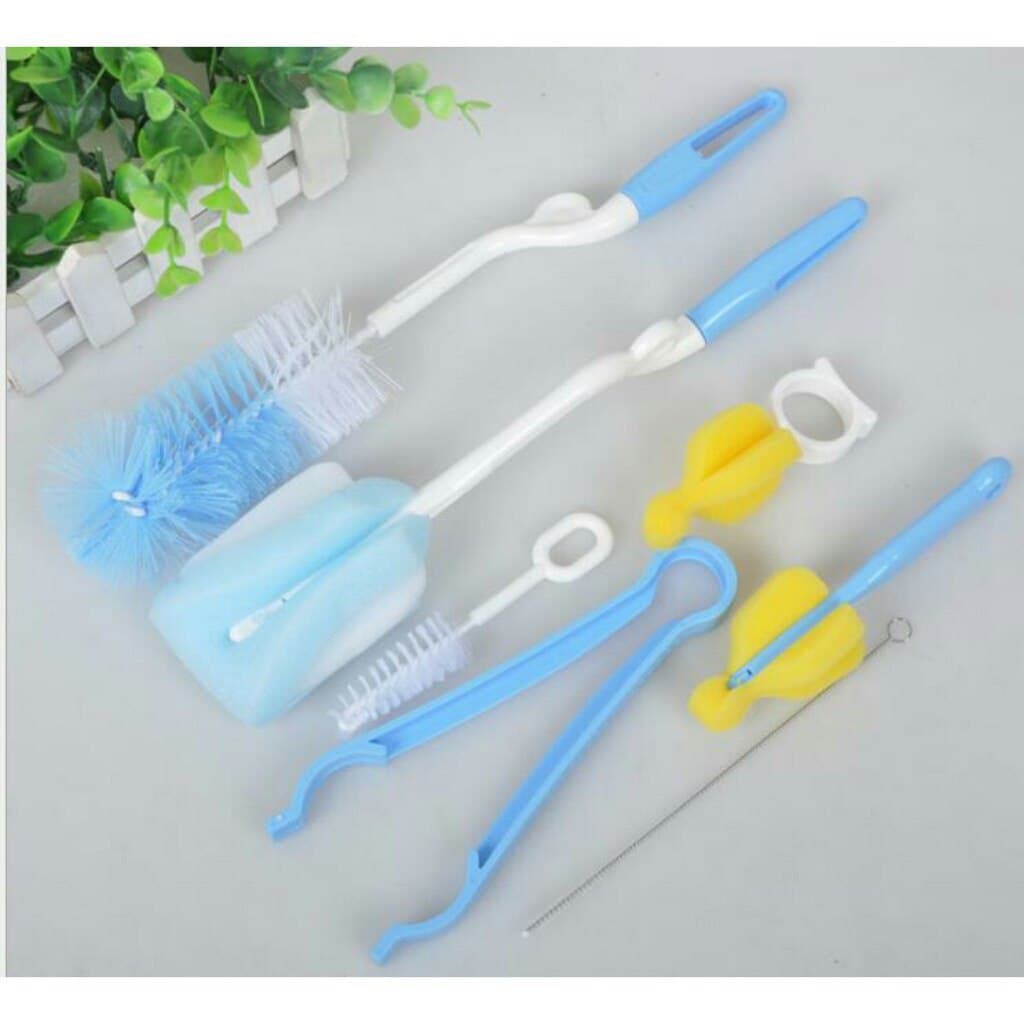 LIN009 - 7 in 1 MOONSHIP Bottle &amp; Nipple Brush Hygienic Plastic Import