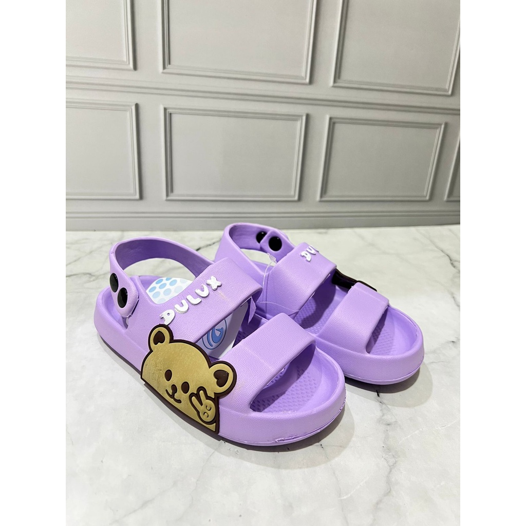 DX-391D-BN Sandal Gunung Anak Perempuan / Sandal Selop Karet Anak Cewek Motif Beruang Merek Dulux Ukuran 24-29