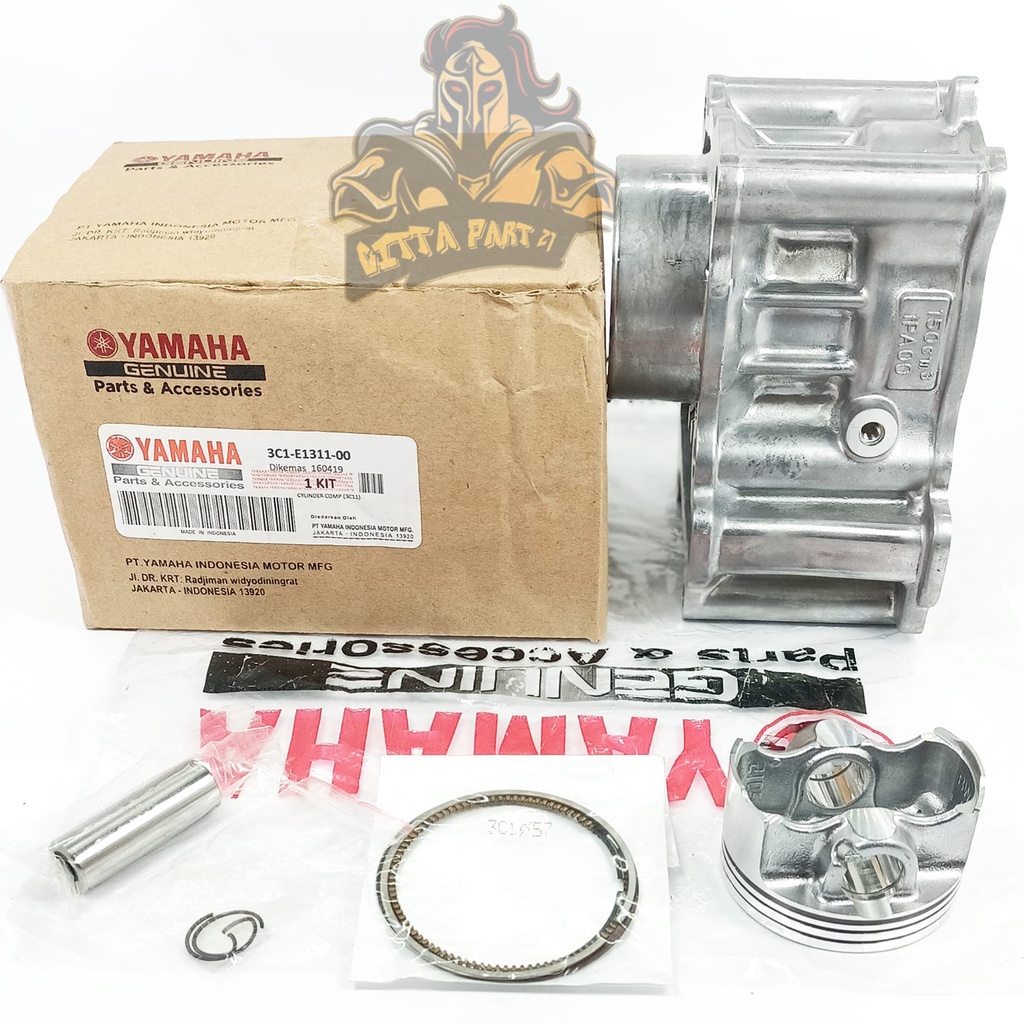 CYLINDER BLOK SEHER PISTON RING KOMPLIT YAMAHA 3C1 KUALITAS ASLI ORIGINAL YAMAHA YGP  PRESISI TINGGAL PASANG BAHAN BERKUALITAS DAN DIJAMIN AWET CILINDER VIXION NEW VIXION LAMA NVL R15 JUPITER MX 135