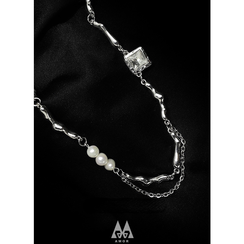 Kalung Choker Rantai Klavikula Hias Mutiara Mosaik Untuk Perempuan