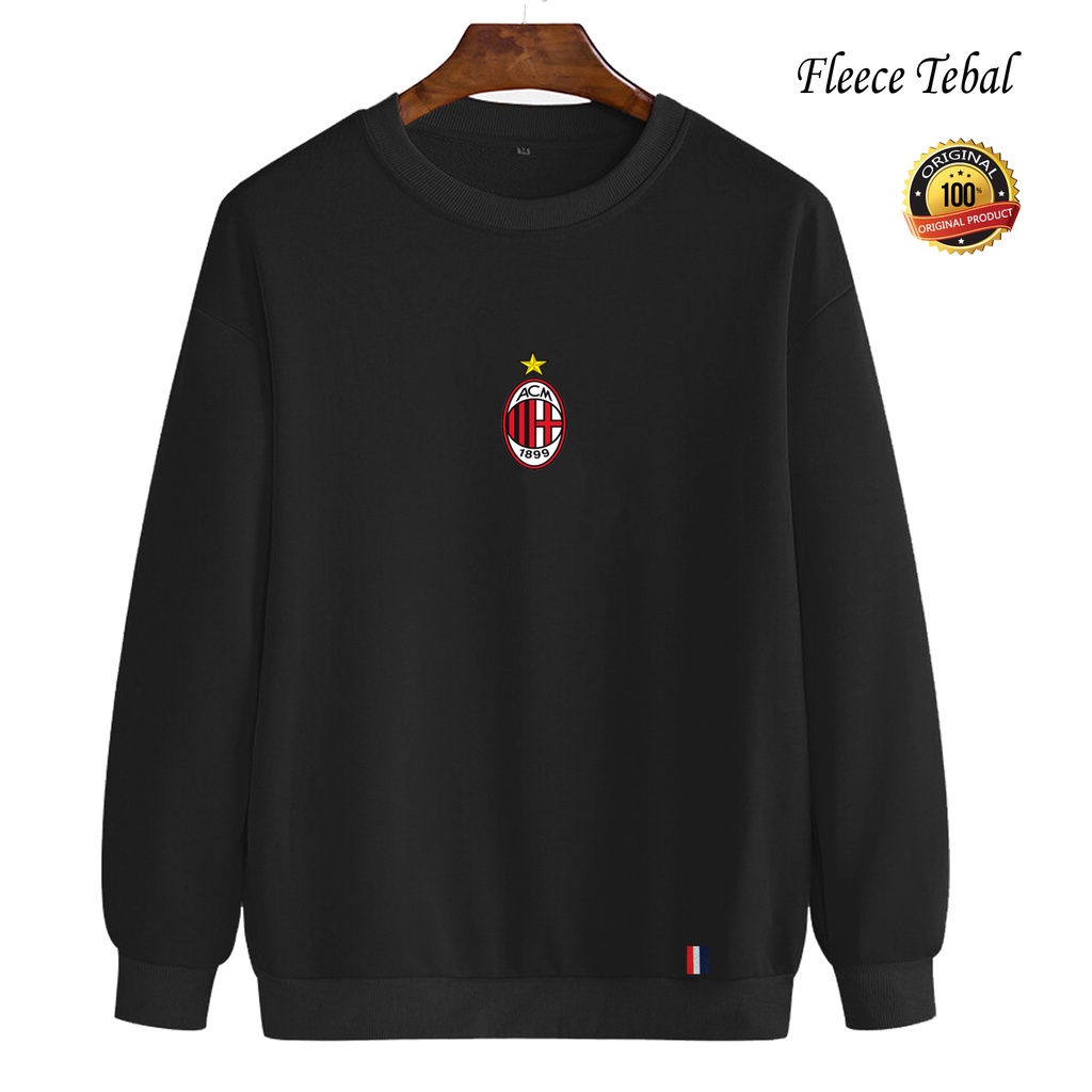 BISA COD  Sweater Pria distro fleece cotton Ac_milan / Jaket Switer pria terbaru 2021