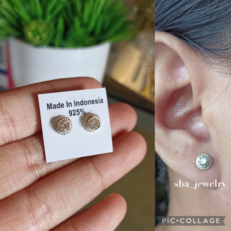 giwang tusuk perak bali mata zircon