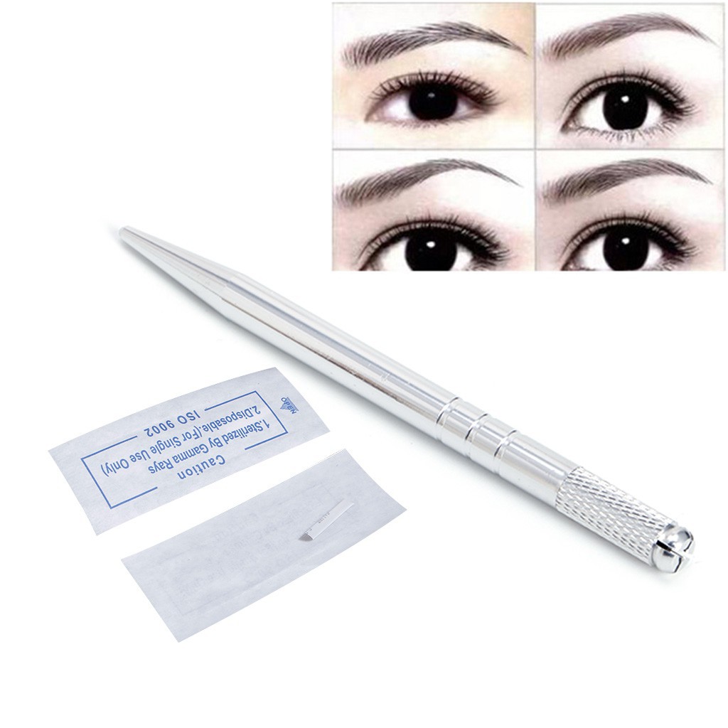 Paket Hemat sulam alis / Pen Microblading Kits Set Manual Pen Needles Ink New