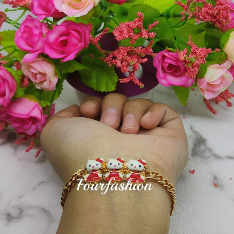 Fourfashion Gelang Tangan Anak Kitty 3 Merah Kekinian