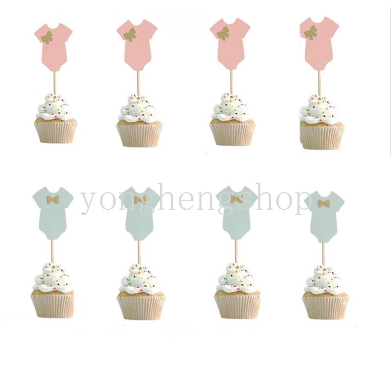 10pcs Topper Kue Bentuk Kain Tulisan He or She Gender Reveal Untuk Dekorasi Pesta Ulang Tahun