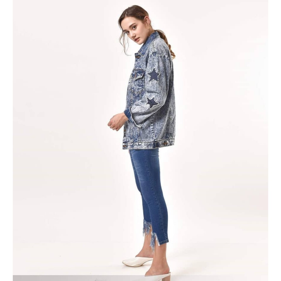 Jaket Jeans Wanita - Jaket Jeans Oversize Wanita - Jaket Star Over ML Ancien Store