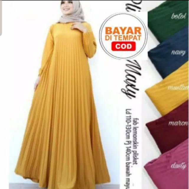 PROMO-Gamis Plisket Lengan Panjang Dewasa