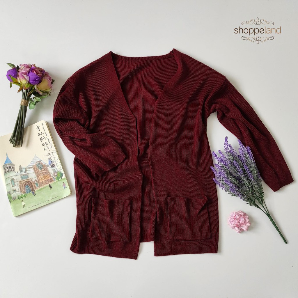 CARDIGAN RAJUT CAMERUN - PART 1-Maroon