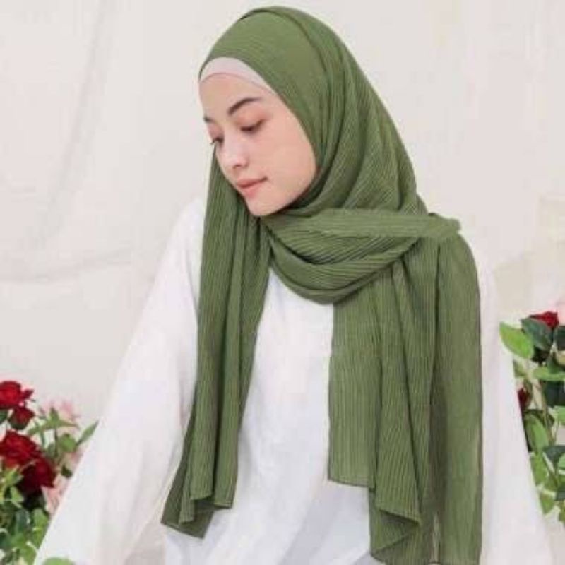 pashmina plisket full, pashmina plisket premium sage green,pashmina plisket sage green