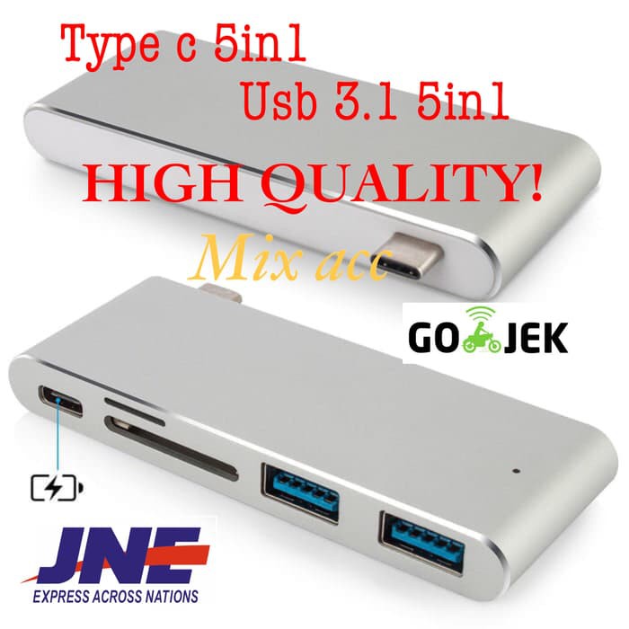 Multi Card Reader USB Type C 3.1 with Charging Port 5 in 1 usb type c