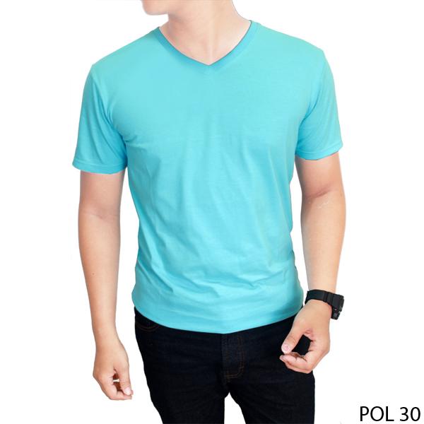 Kaos Polos Turkish Muda Katun Combed Kerah V-neck - POL 30