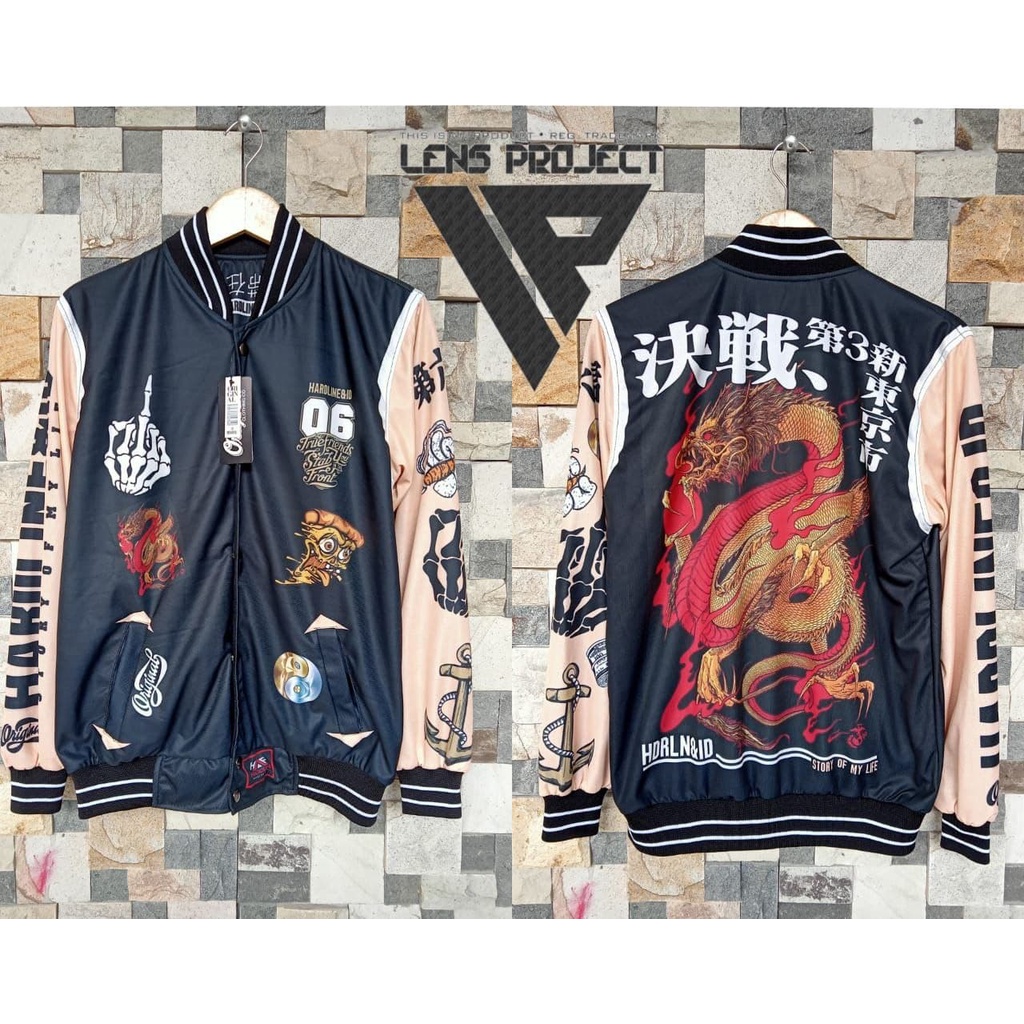 LENS/JAKET BOMBER PRIA/JAKET BOMBER BISBOL/ BASEBALL/ BOMBER SUKAJAN/JAKET BOMBER MURAYAMA/MURAYAMA/HIGH AND LOW/ JAKET ORIGINAL JEPANG/ JAKET KASUAL-Kaido