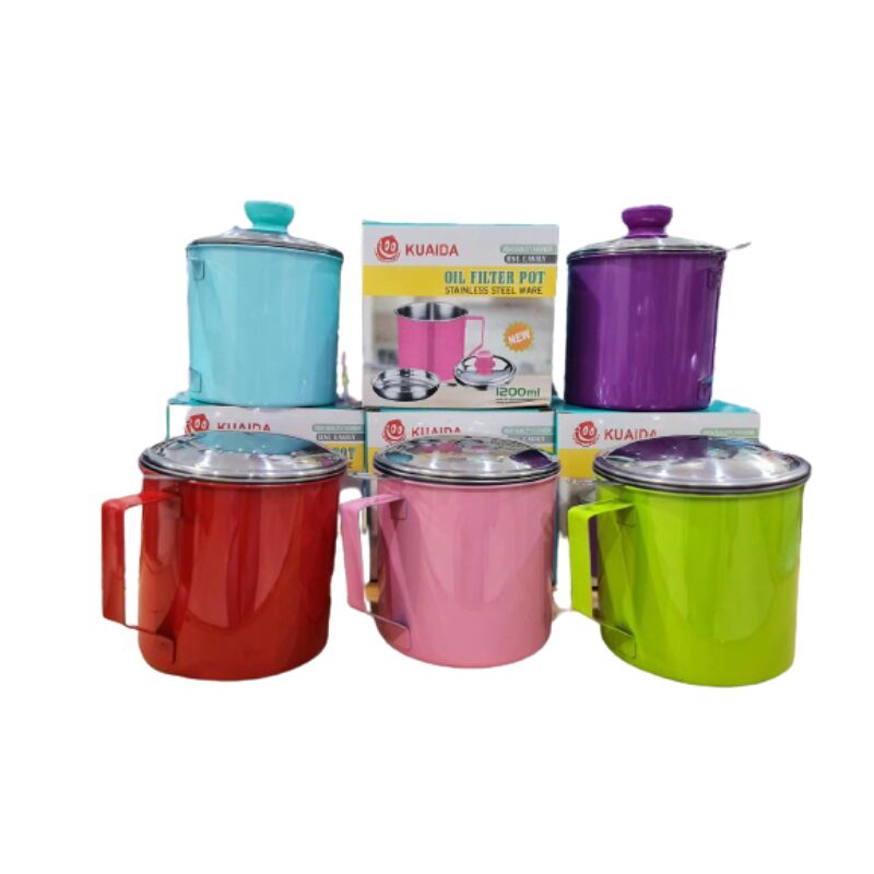 OIL POT KUAIDA WARNA 1,2 LITER 1200ML SARINGAN MINYAK WADAH