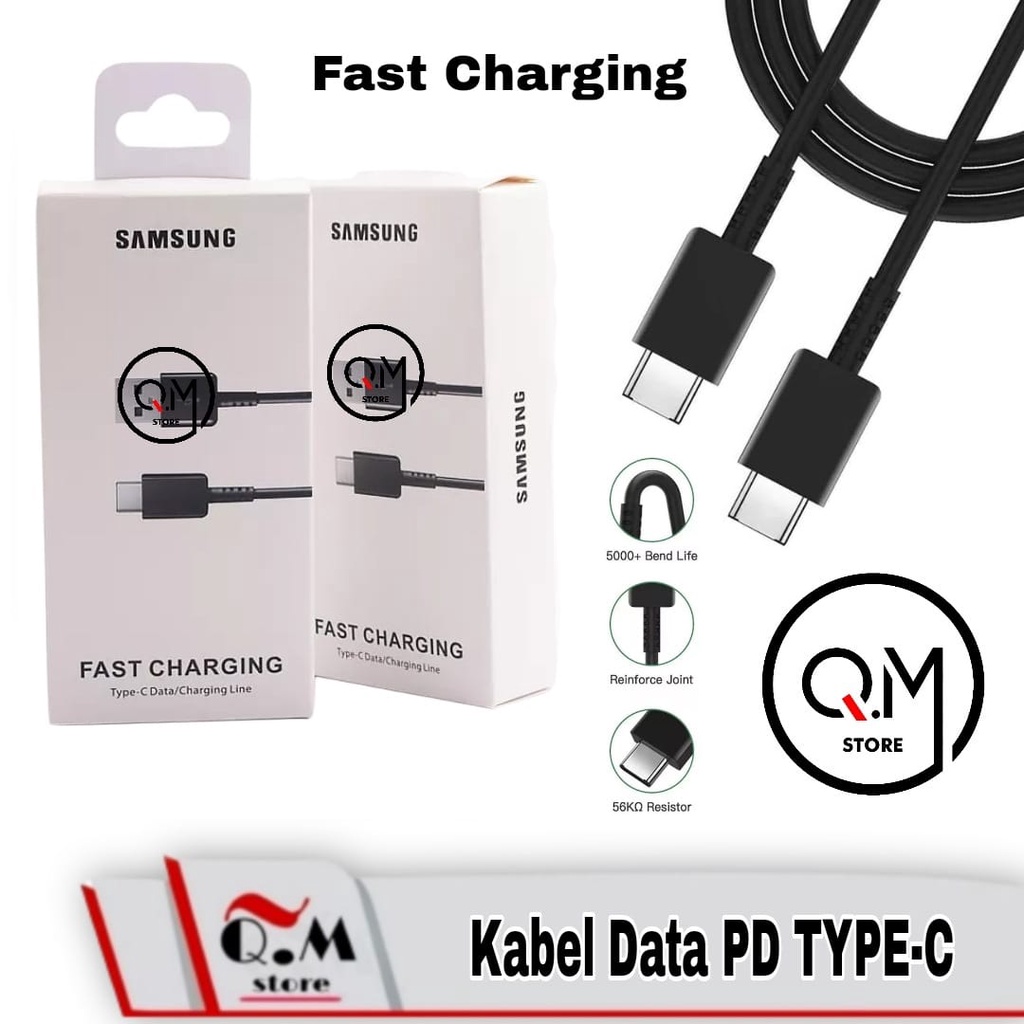 Charger Samsung Type C Fast Charging 45 Watt Universal Kabel C to C Original Samsung Note10, A70, A80, S21 ULTRA BATOK Samsung