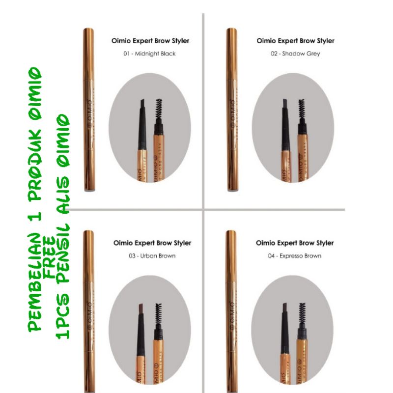 NEW!! OiMiO PENSIL alis 2IN1 XPERT BROW STRYLER #BELI 1 GRATIS 1PENSIL ALIS OIMIO