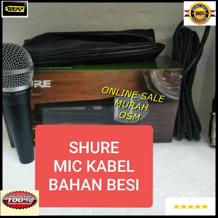 SHURE audi aux legendary Mic song musik kabel Microphone cable karaoke vocal artis audio sound mik pengeras suara pro profesional vokal mikrophone dynamic legendaris EHH  TERBUAT DARI BESI Langsung nyala  Microphone Shure PGA 48 kabel 1bh mic kabel 5-6 me