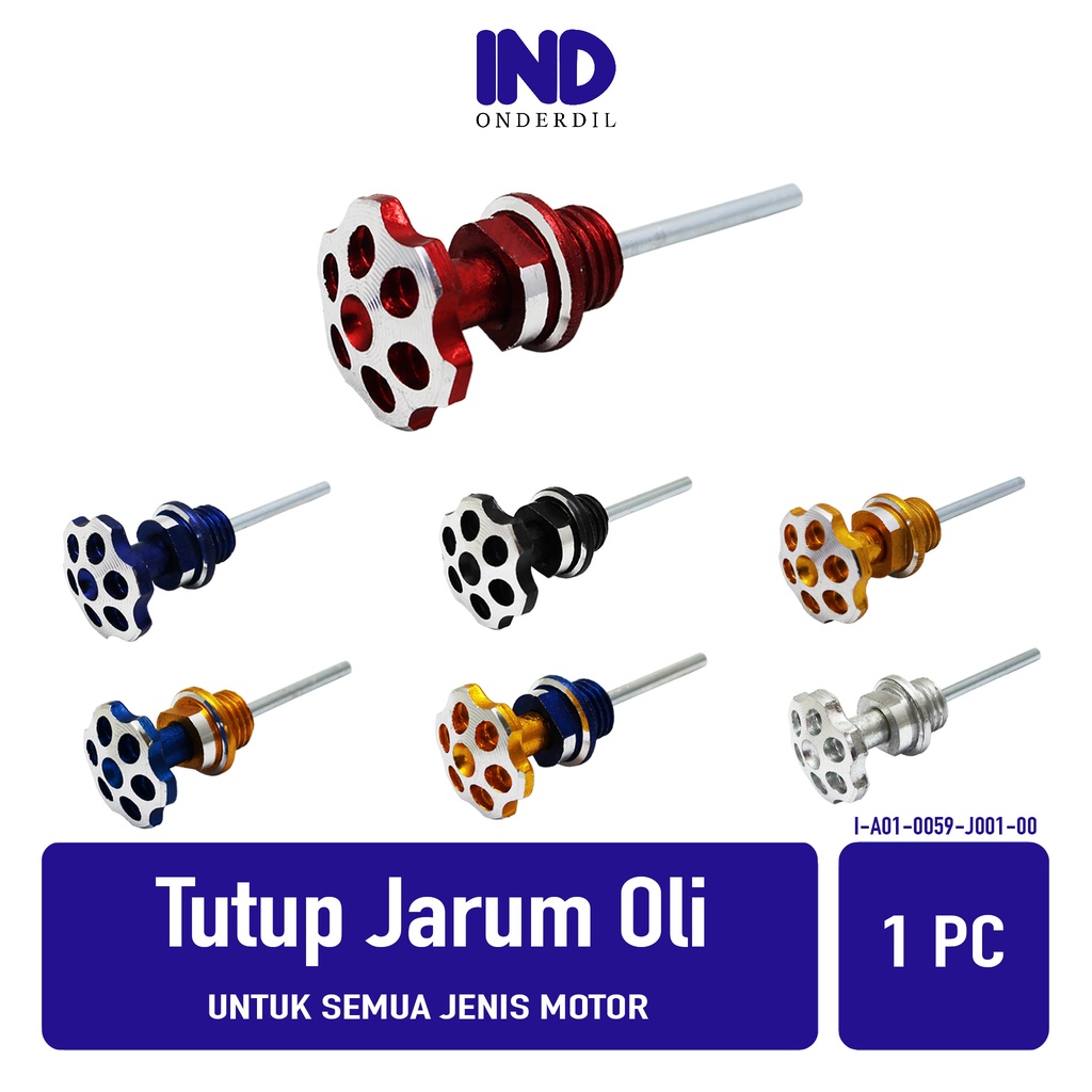 IND Onderdil Penutup-Tutup Jarum Oli J001 CNC Variasi Jamur Flower Untuk Semua Jenis Motor-Universal Bebek-Matic-Sport Beat FI-F1-Pop-eSP-Street/Vario 110-125-150 Old-New LED/Mio-M3-Z-S-Sporty-Smile/X-Ride/Soul GT 115-New/Fino/Scoopy/Supra-X-125