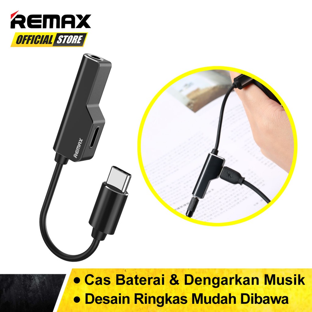 Remax Enjoy Splitter 2 in 1  Type-C &amp; Audio Adapter Cable - 1M