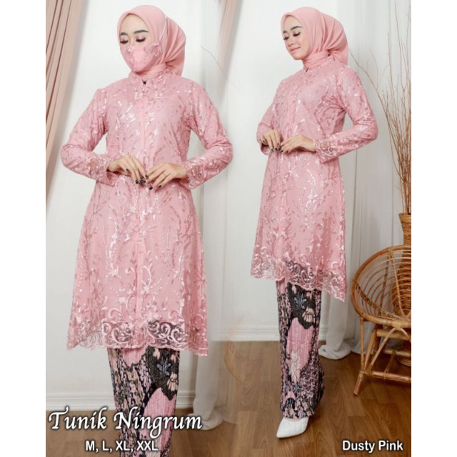 TUNIK NINGRUM | BAHAN TILLE BORDIR MUTIARA | KODE ADK
