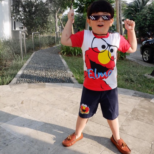 Baju Setelan Elmo.. Jual Baju Setelan anak murah.. Baju elmo anak..