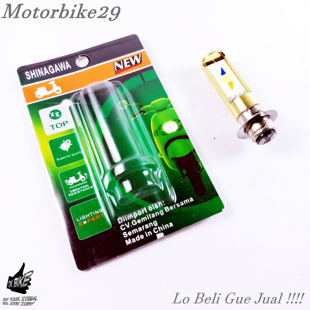 Lampu Depan LED Bohlam Motor Bebek Jupiter MX Rebo Supra Dll Merah Biru Putih Kedip 3 Warna